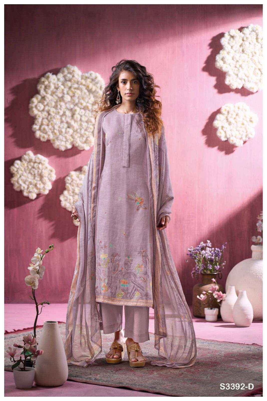 Ganga Florissa 3392 Linen Cotton Dress Material 4 pcs Catalogue