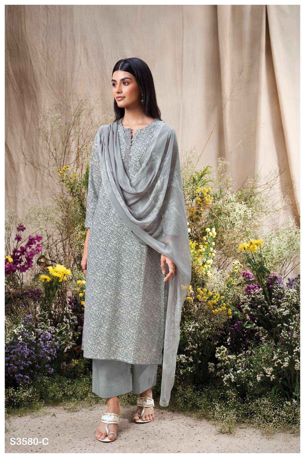 Ganga Manvika 3580 Cotton Dress Material 4 pcs Catalogue