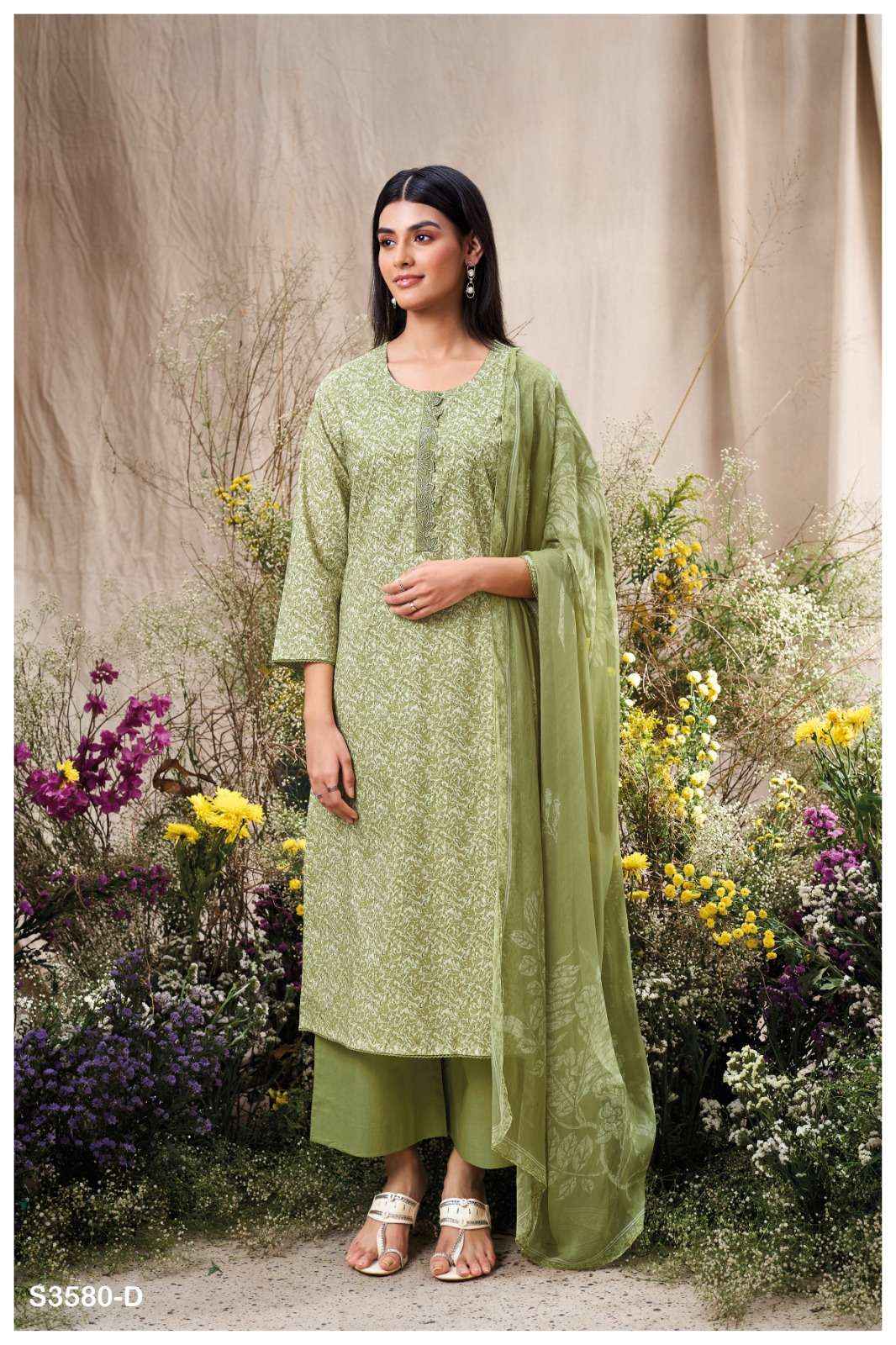 Ganga Manvika 3580 Cotton Dress Material 4 pcs Catalogue