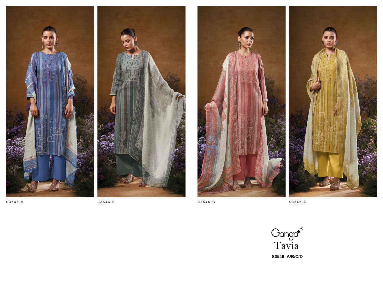 Ganga Tavia 3546 Cotton Dress Material 4 pcs Catalogue