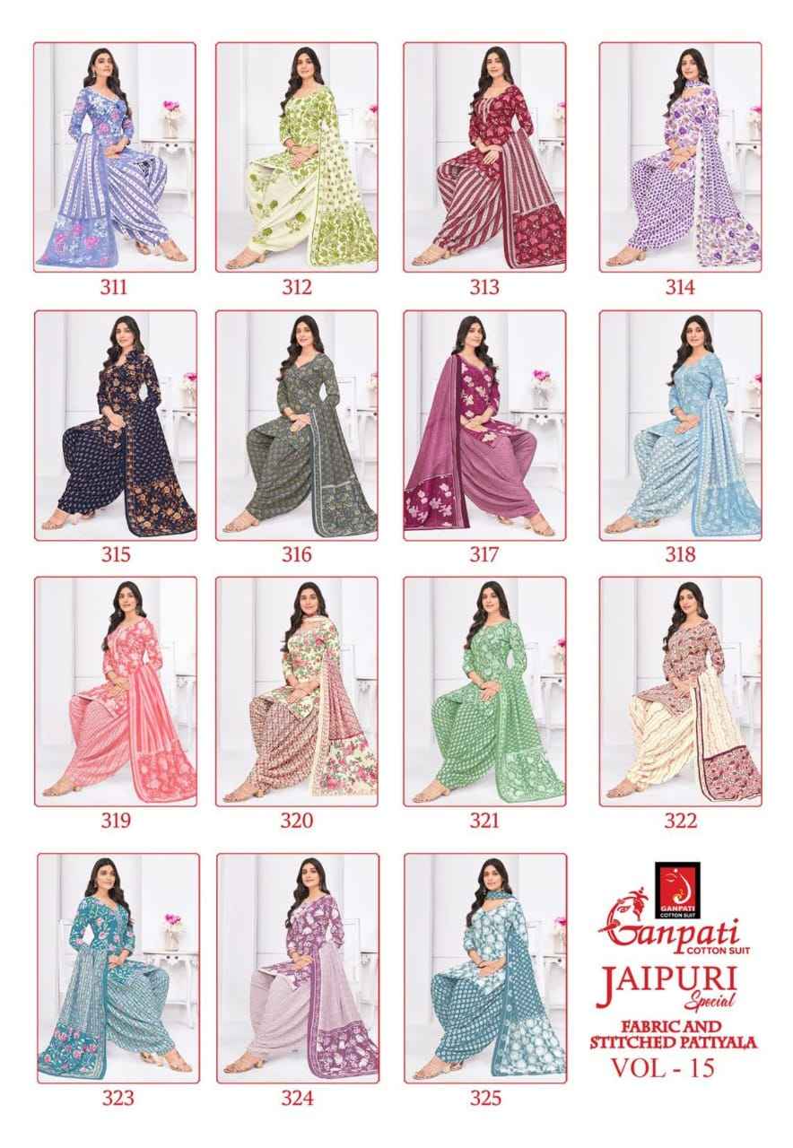 Ganpati Jaipuri Special Patiyala Vol 15 Cotton Dress Material 15 pcs Catalogue