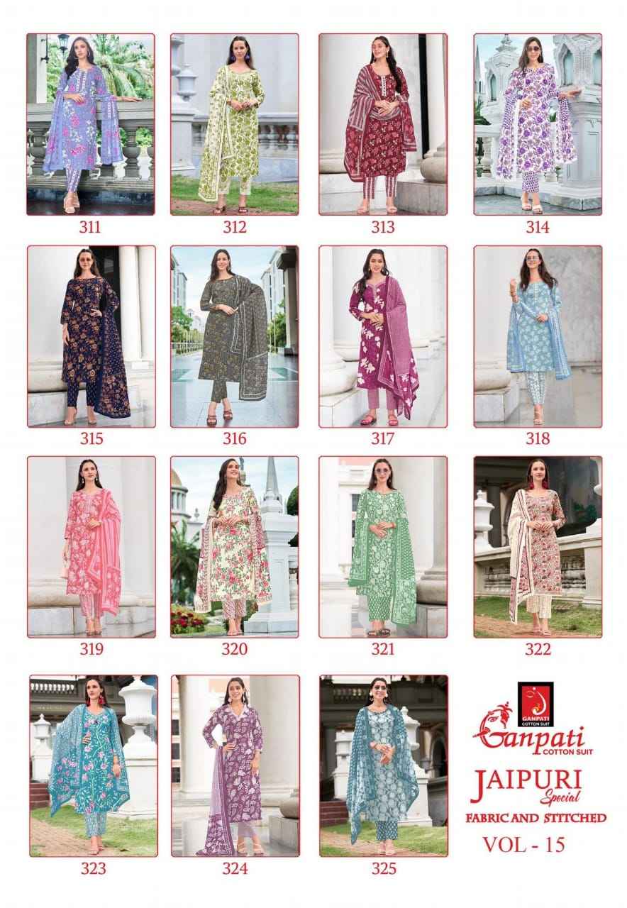 Ganpati Jaipuri Special Vol 15 Cotton Dress Material 15 pcs Catalogue