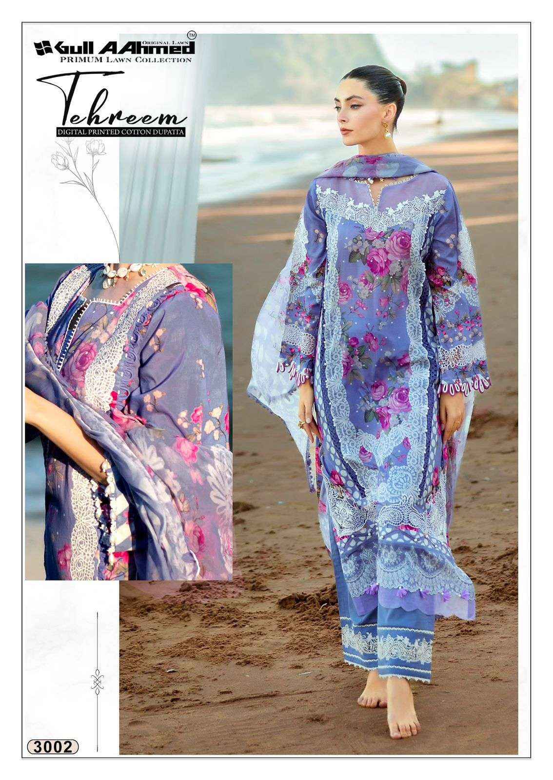 Gull Aahmed Tehreem Vol 3 Lawn Cotton Dress Material 6 pcs Catalogue