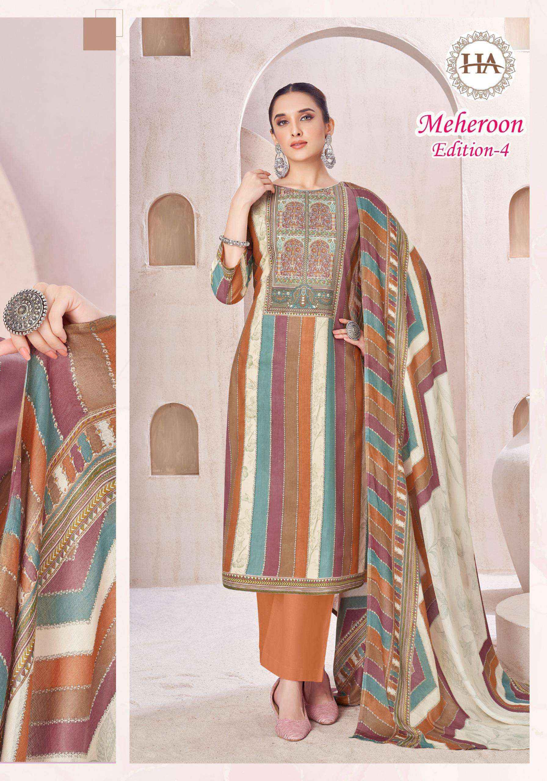 Harshit Fashion Meheroon Edition 4 Viscouse Dress Material 6 pcs Catalogue