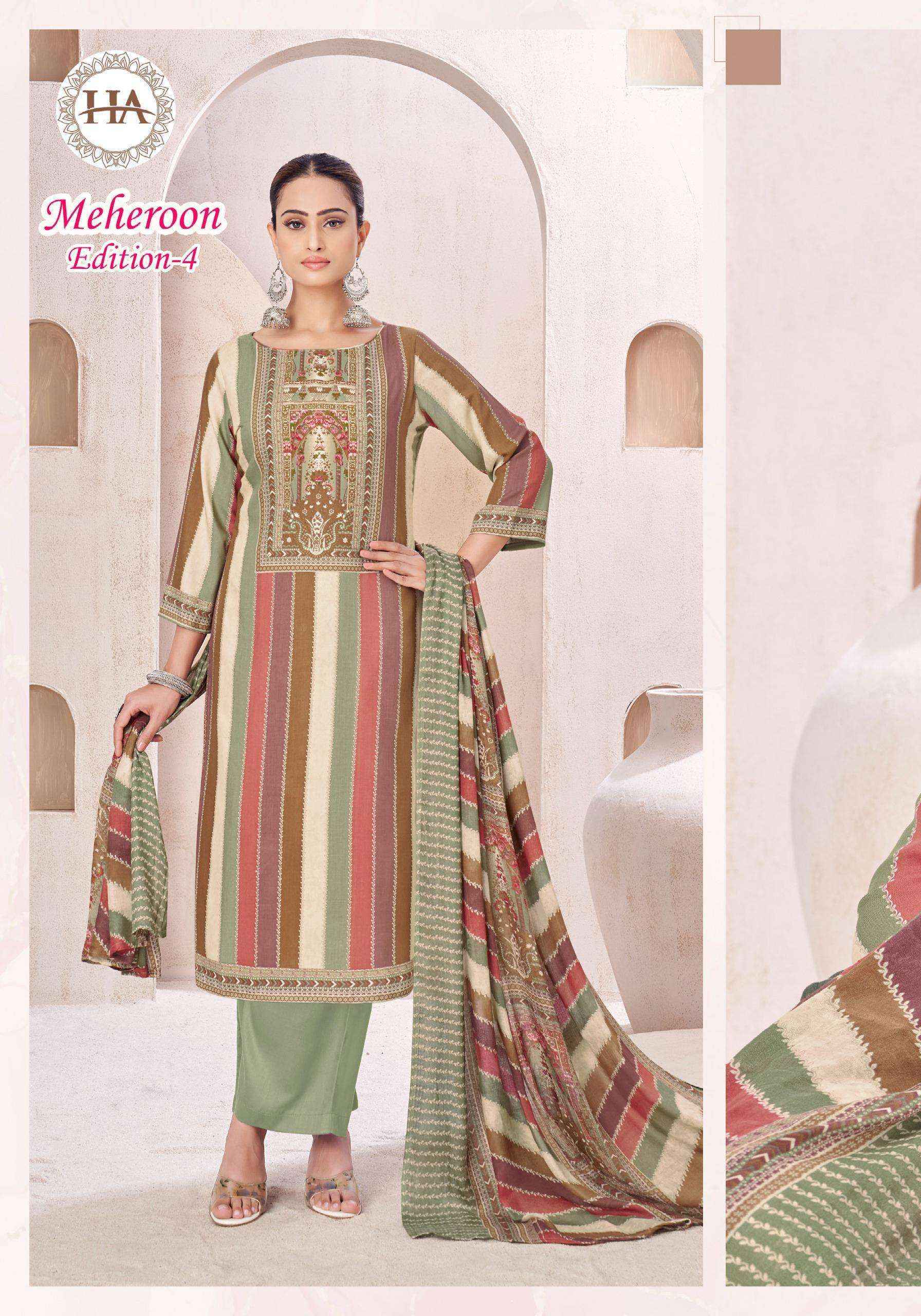 Harshit Fashion Meheroon Edition 4 Viscouse Dress Material 6 pcs Catalogue