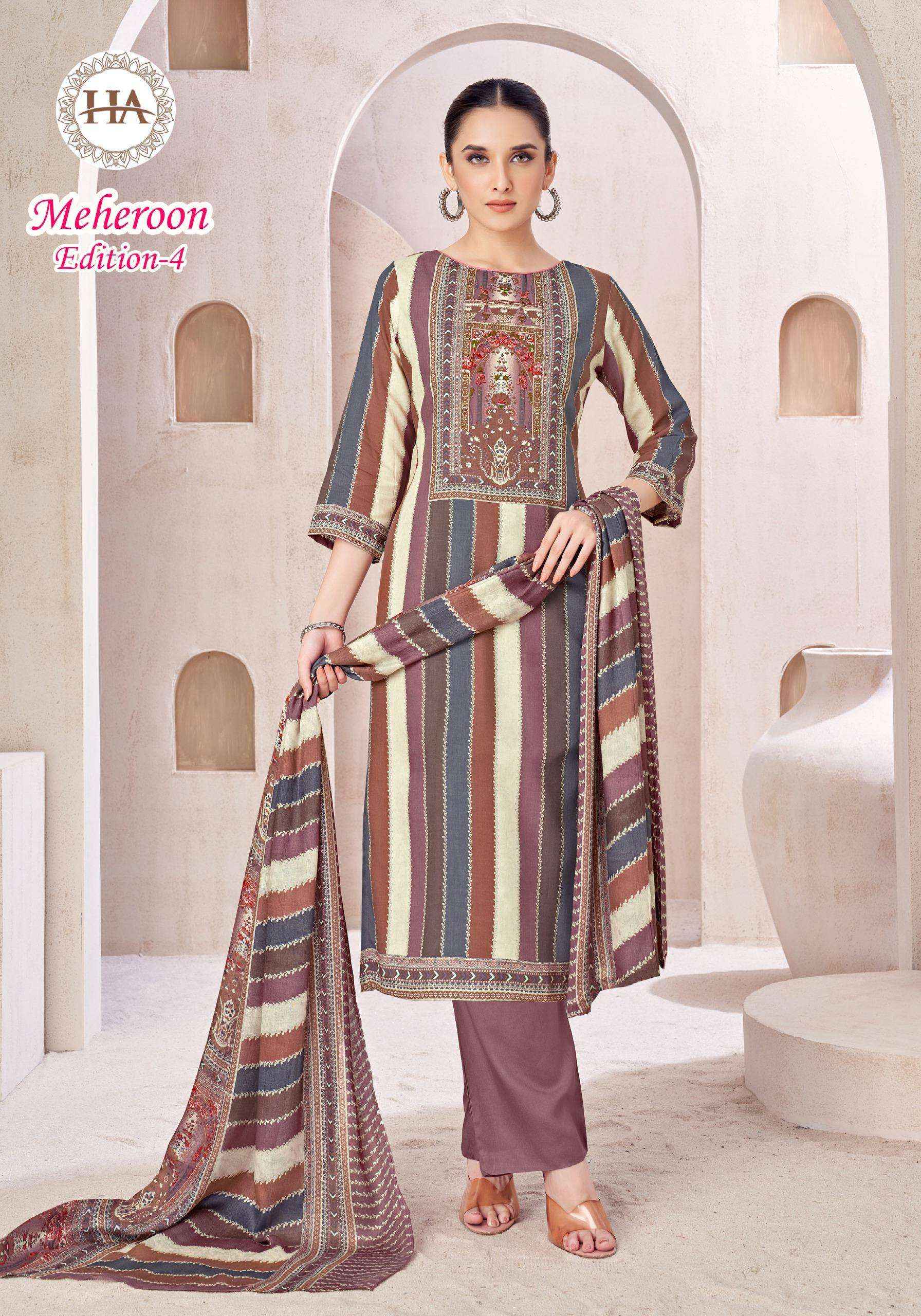 Harshit Fashion Meheroon Edition 4 Viscouse Dress Material 6 pcs Catalogue