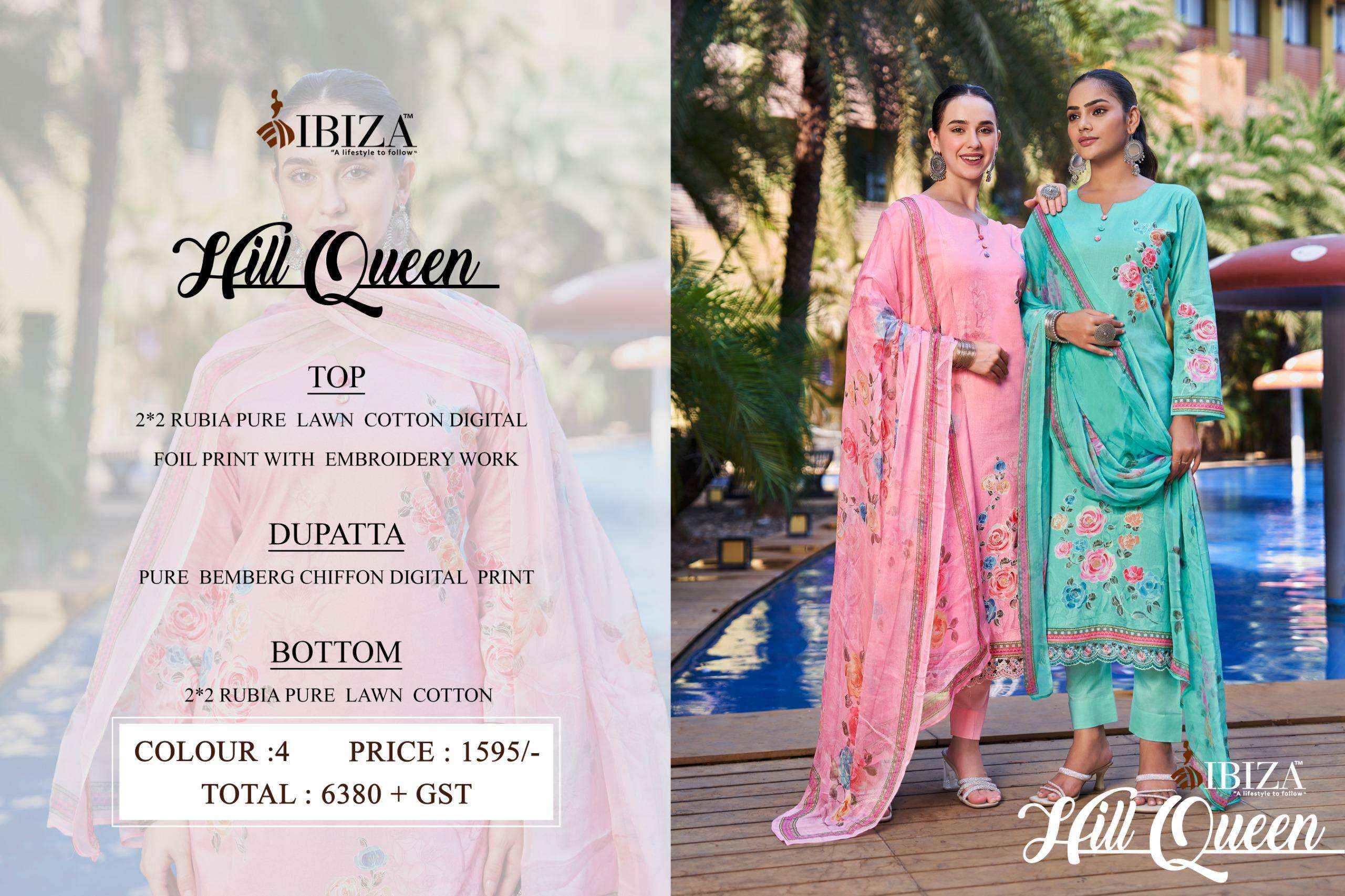 Ibiza Hill Queen Lawn Cotton Dress Material 4 Pc Catalogue