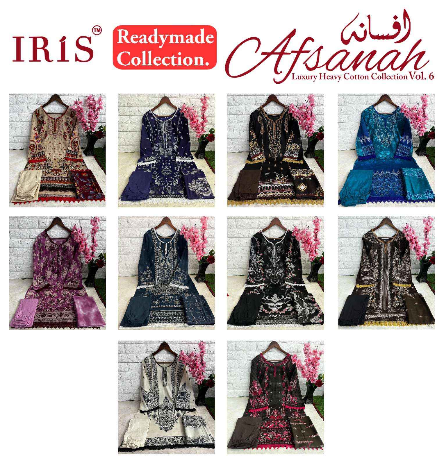 Iris Afsanah Vol 6 Readymade Cotton Dress Material 10 pcs Catalogue