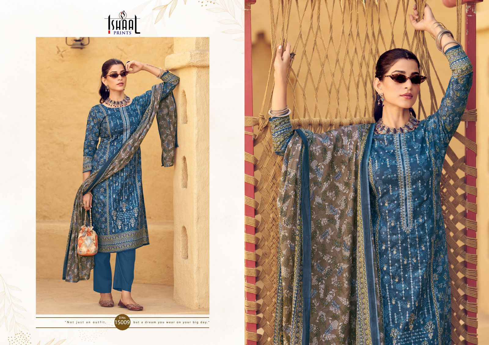 Ishaal Embroidered Vol 15 Lawn Cotton Dress Material 10 pcs Catalogue