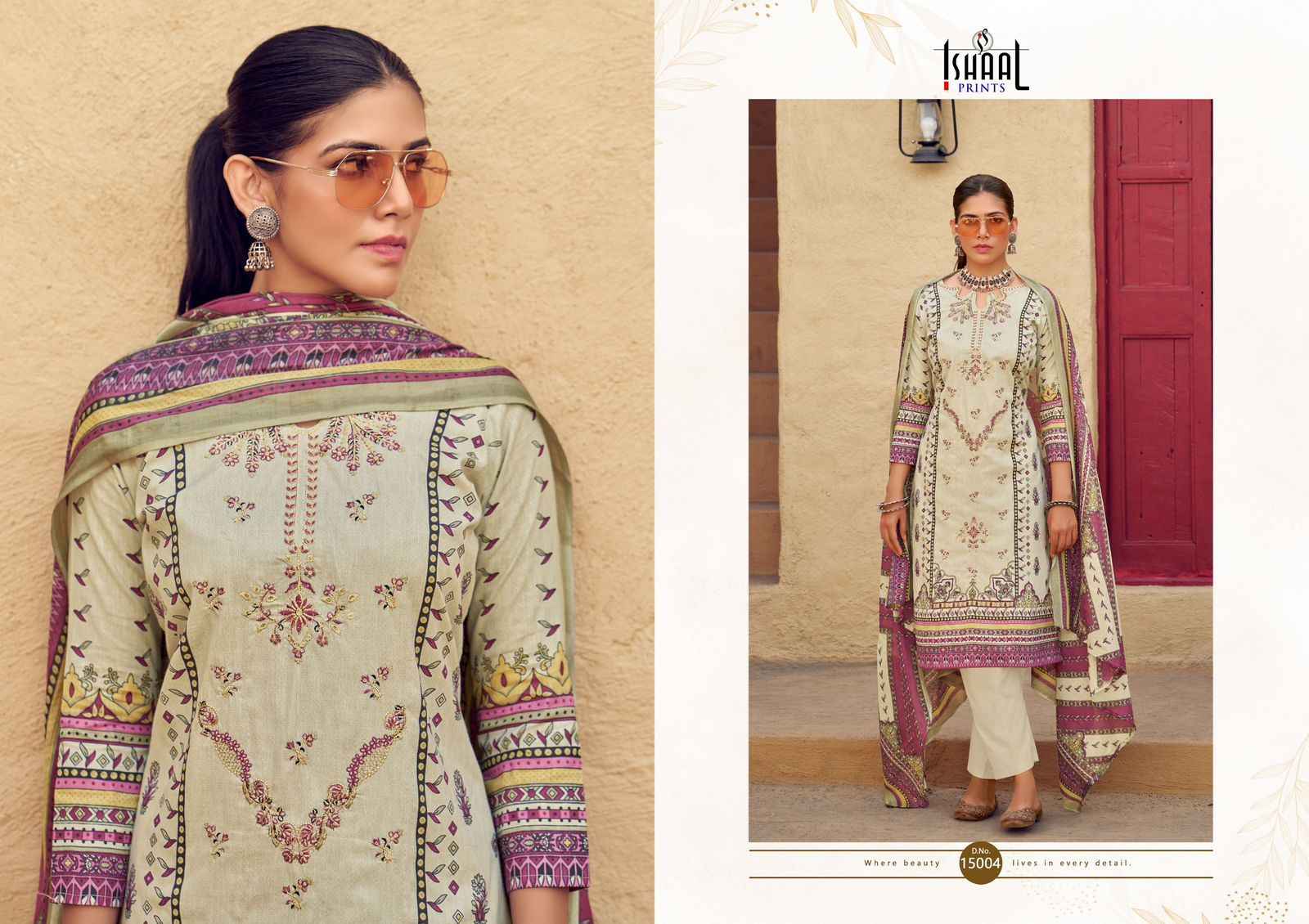 Ishaal Embroidered Vol 15 Lawn Cotton Dress Material 10 pcs Catalogue