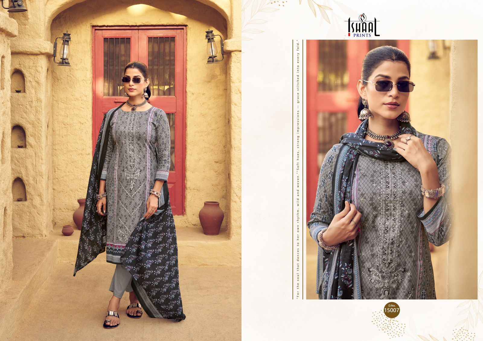 Ishaal Embroidered Vol 15 Lawn Cotton Dress Material 10 pcs Catalogue