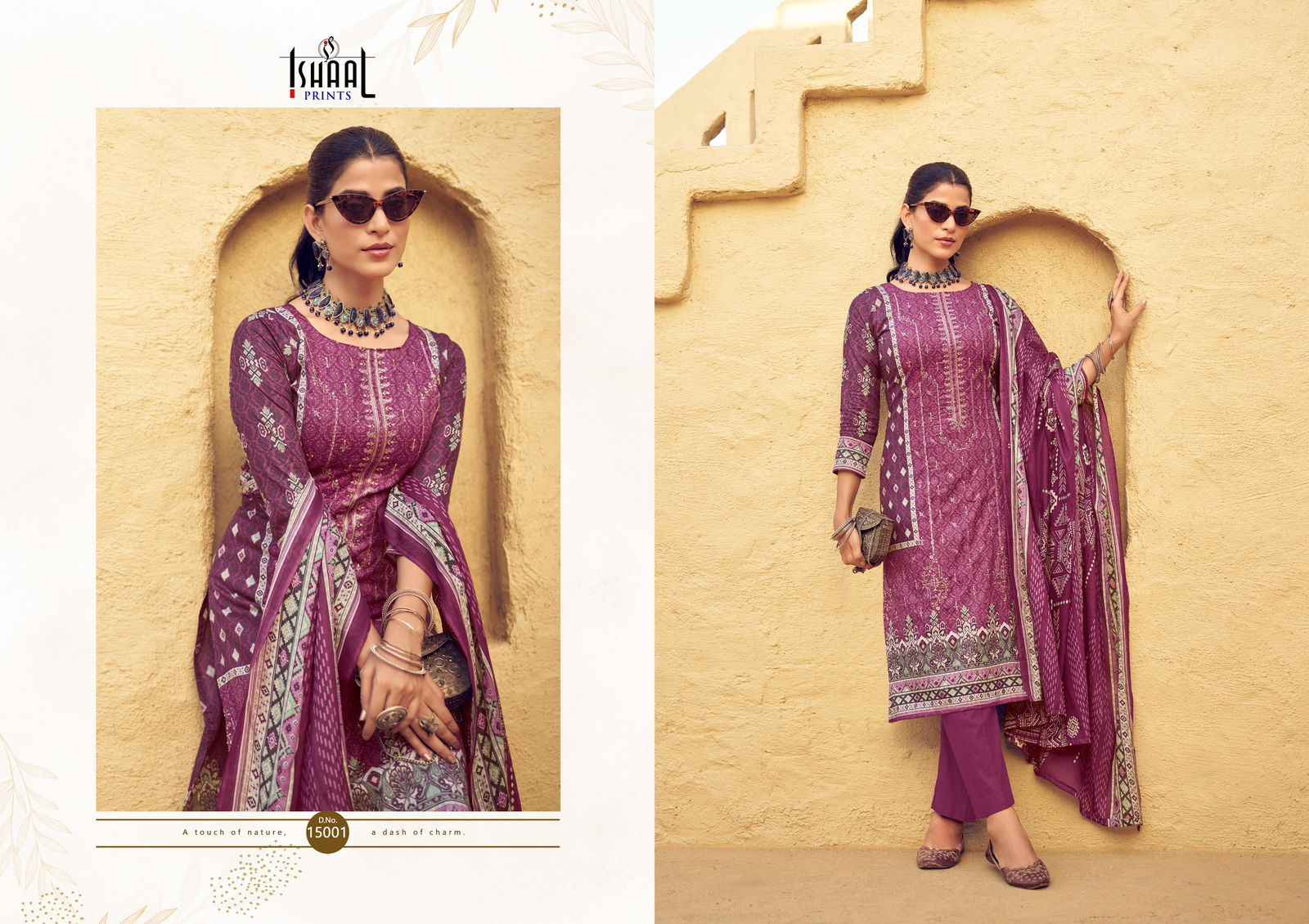 Ishaal Embroidered Vol 15 Lawn Cotton Dress Material 10 pcs Catalogue