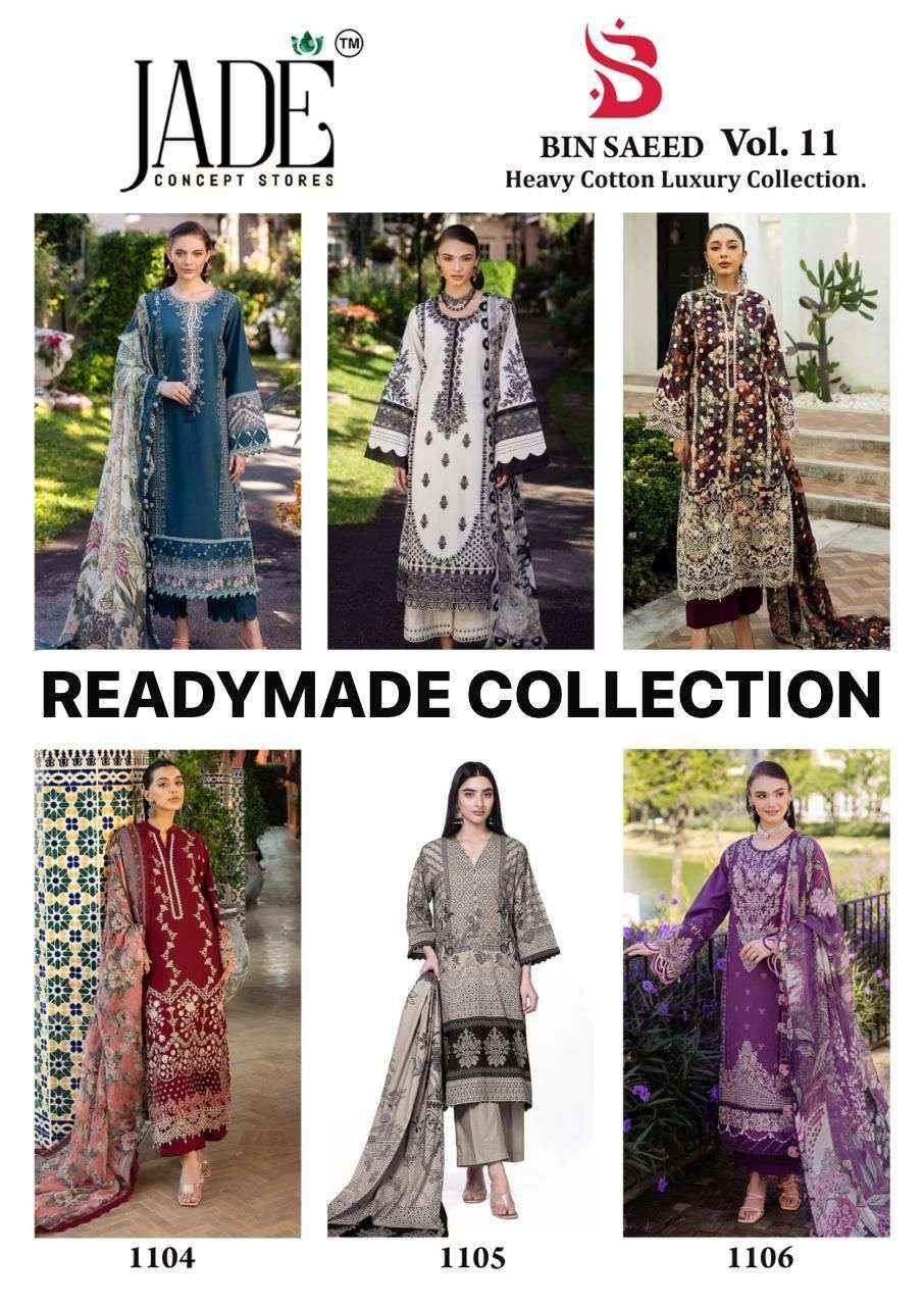 Jade Bin Saeed Heavy Luxury Vol 11 Readymade Cotton Dress 6 pcs Catalogue