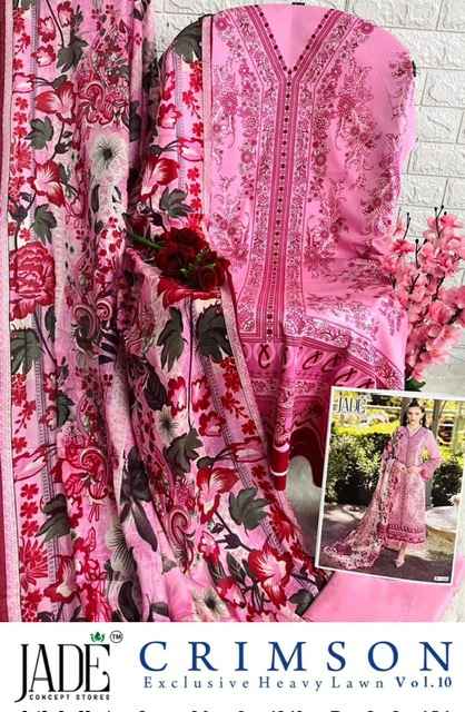 Jade Crimson Vol 10 Lawn Dress Material 6 pc Cataloge