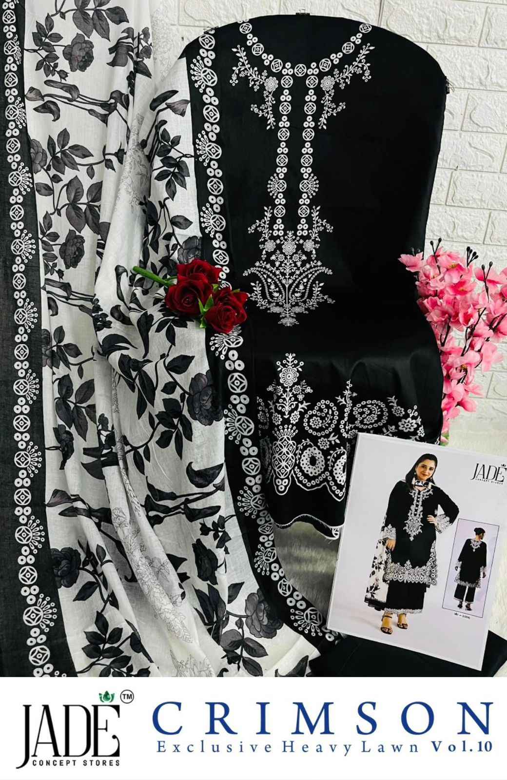 Jade Crimson Vol 10 Lawn Dress Material 6 pc Cataloge