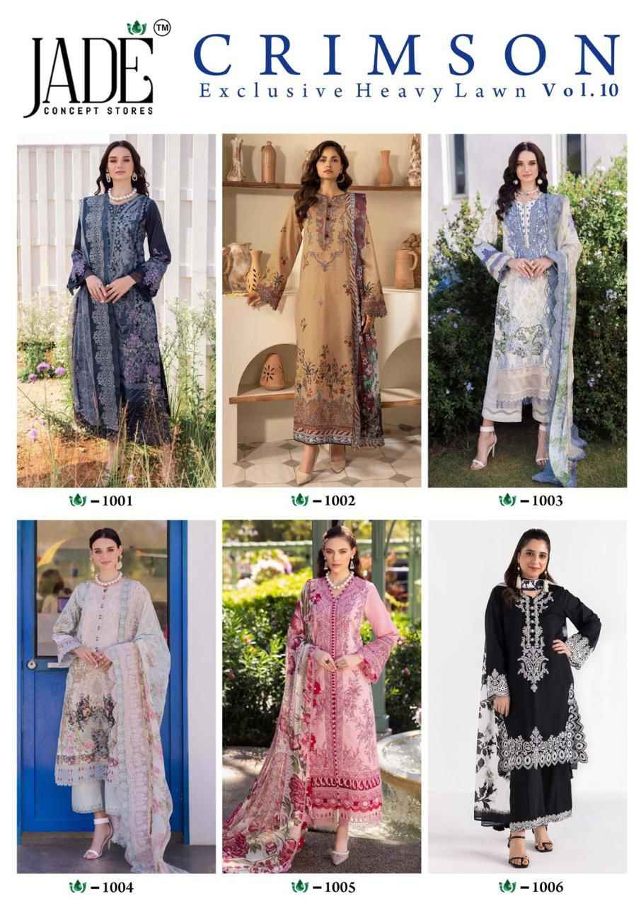 Jade Crimson Vol 10 Lawn Dress Material 6 pc Cataloge