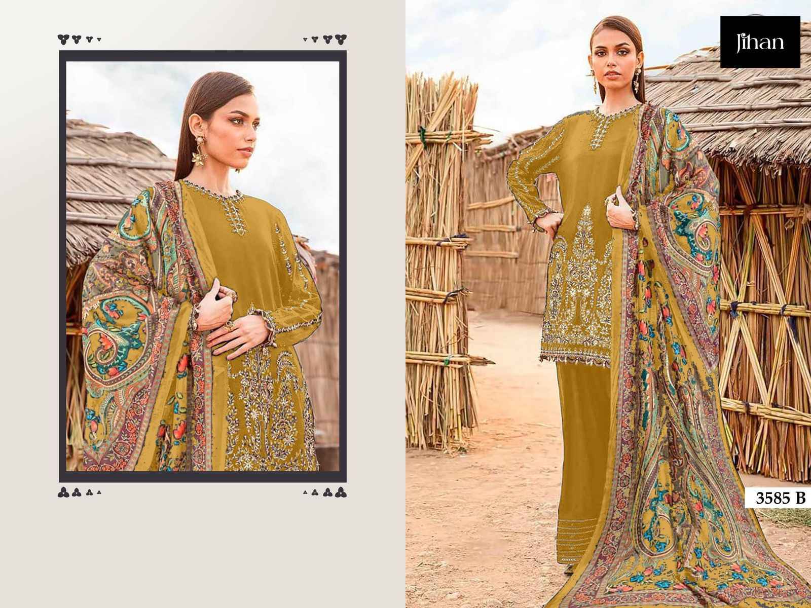 Jihan 3585 Rayon Cotton Dress Material 5 pcs Catalogue