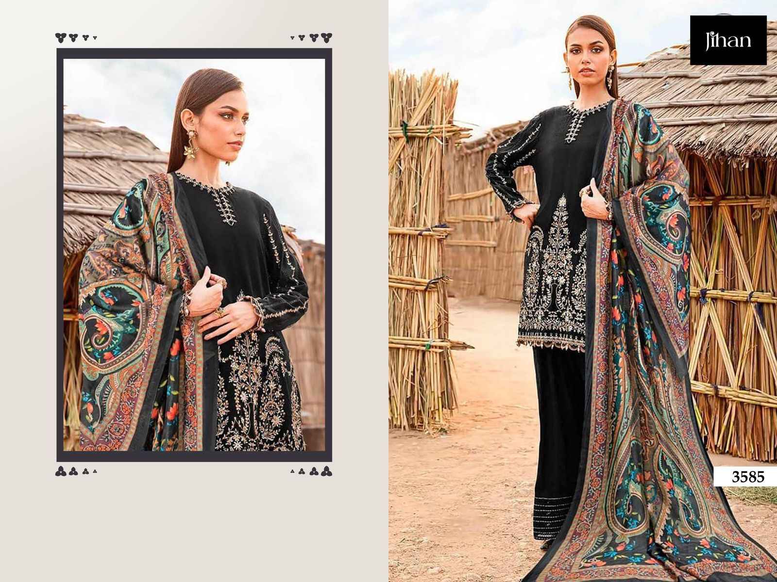Jihan 3585 Rayon Cotton Dress Material 5 pcs Catalogue