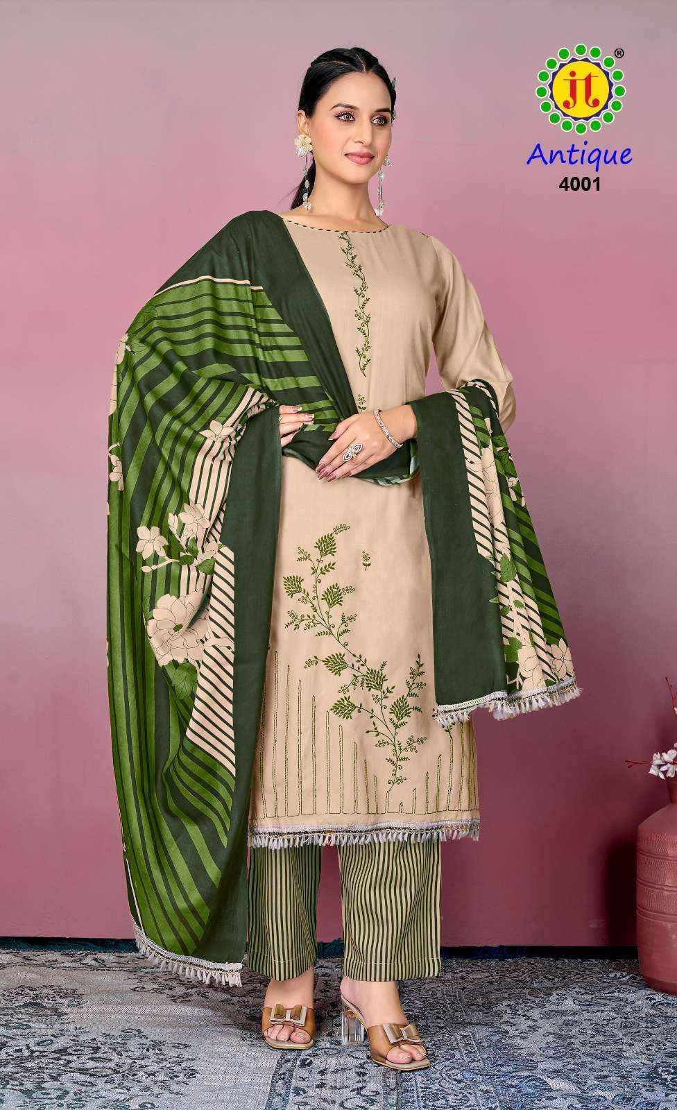 Jt Antique Vol 4 Rayon Dress Material 5 pcs Catalogue