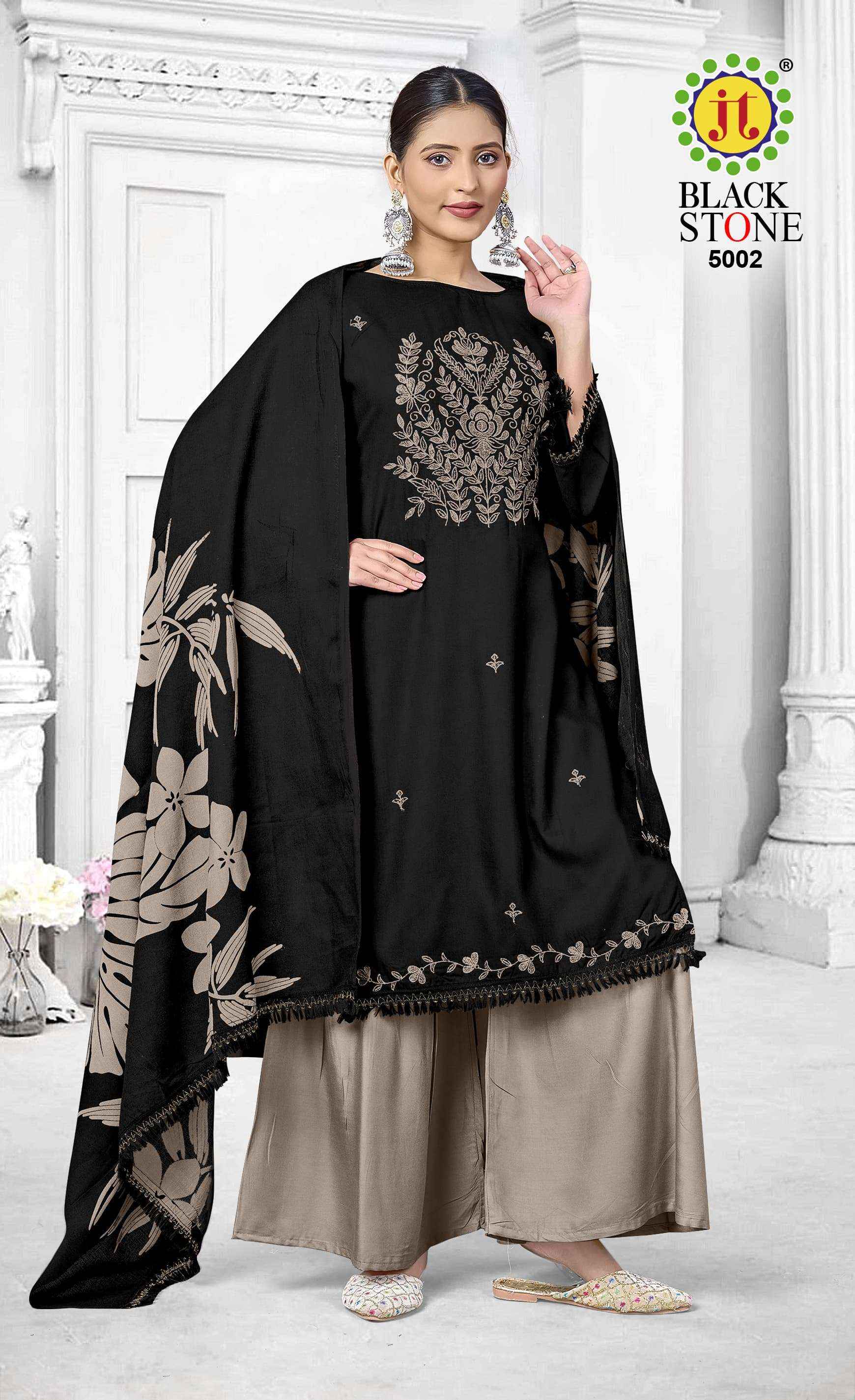 Jt Black Stone Vol 5 Rayon Dress Material 5 pcs Catalogue