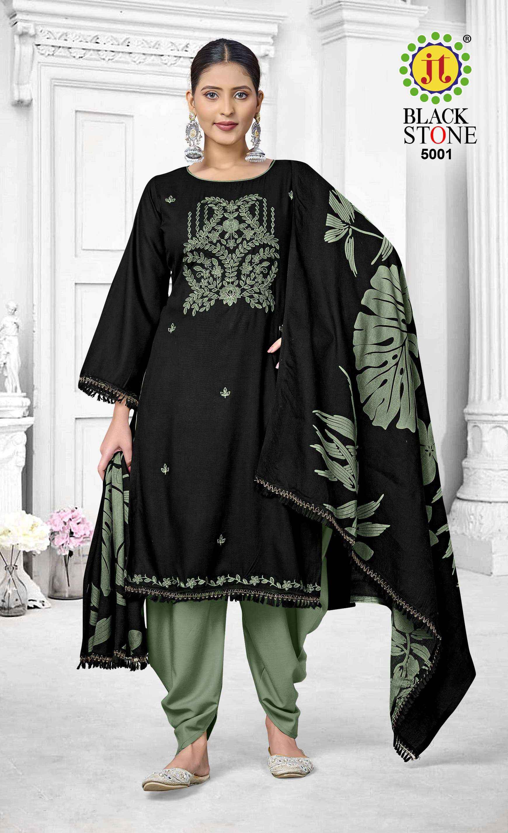 Jt Black Stone Vol 5 Rayon Dress Material 5 pcs Catalogue