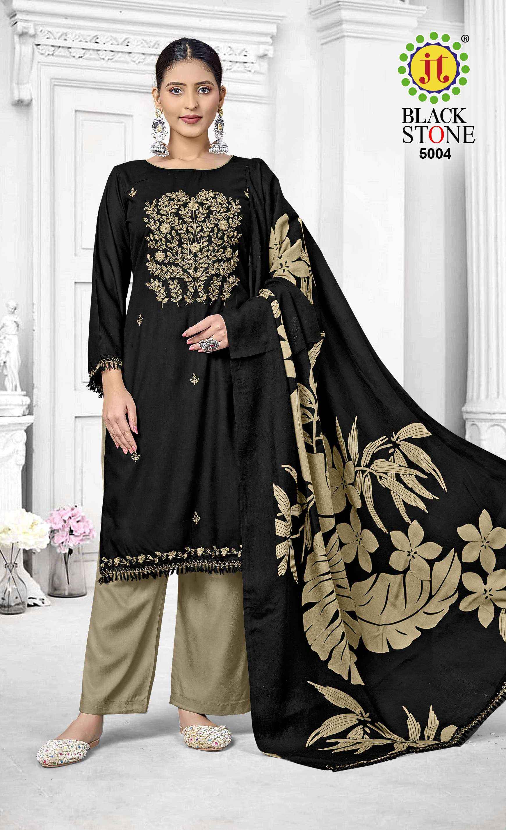 Jt Black Stone Vol 5 Rayon Dress Material 5 pcs Catalogue