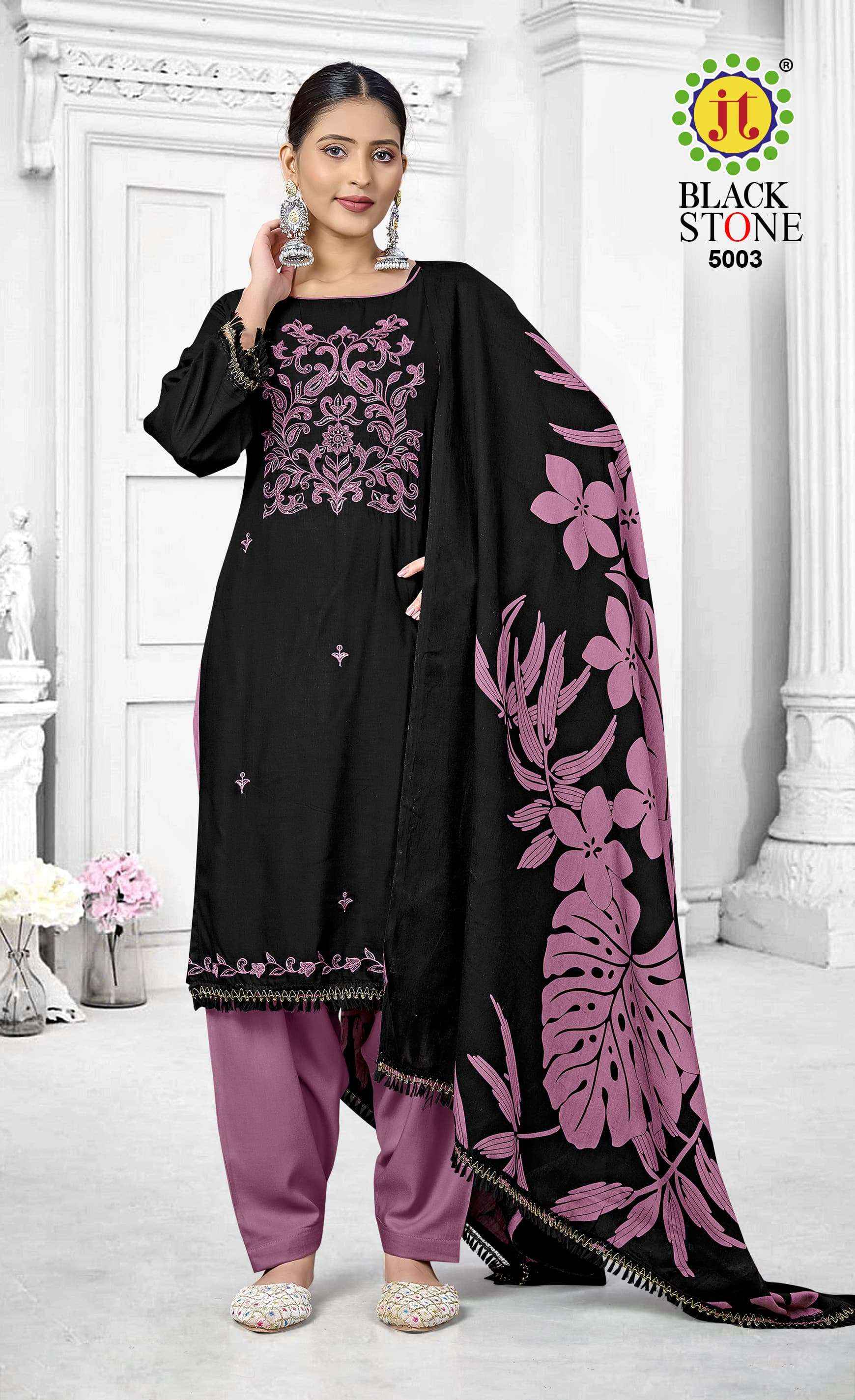 Jt Black Stone Vol 5 Rayon Dress Material 5 pcs Catalogue