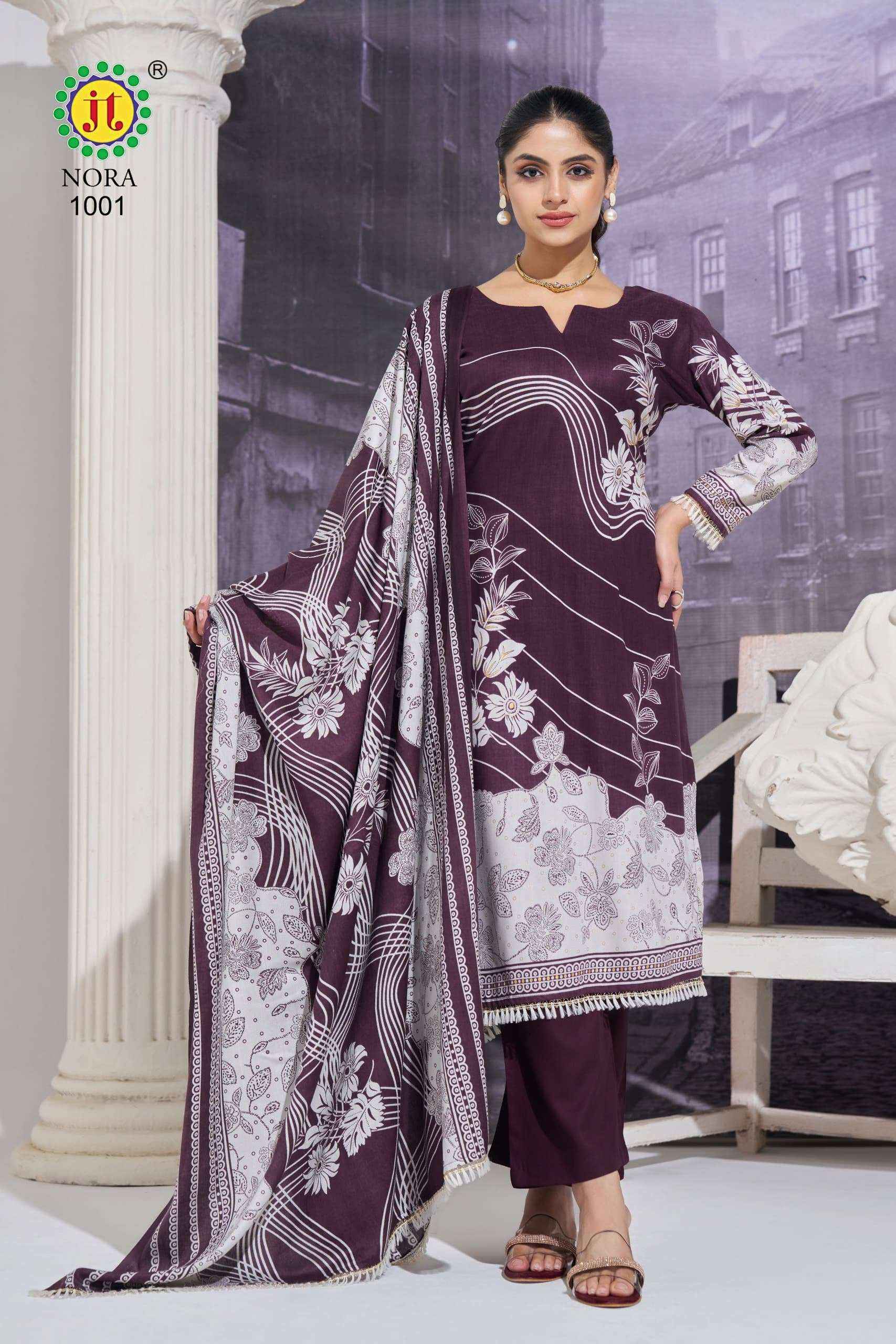 Jt Nora Rayon Dress Material 5 pcs Catalogue