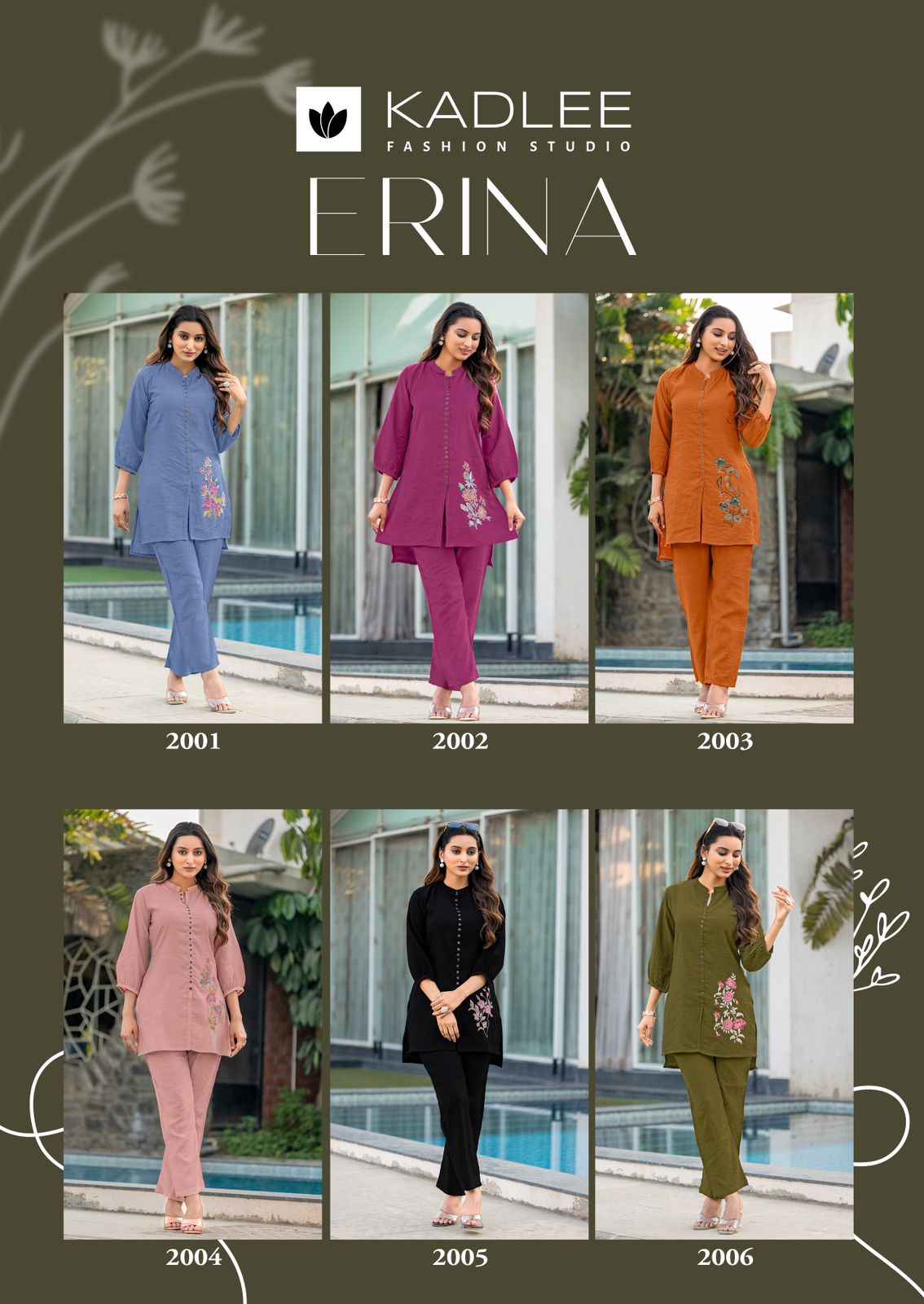 Kadlee Erina Viscouse Co Ord Set 6 pcs Catalogue