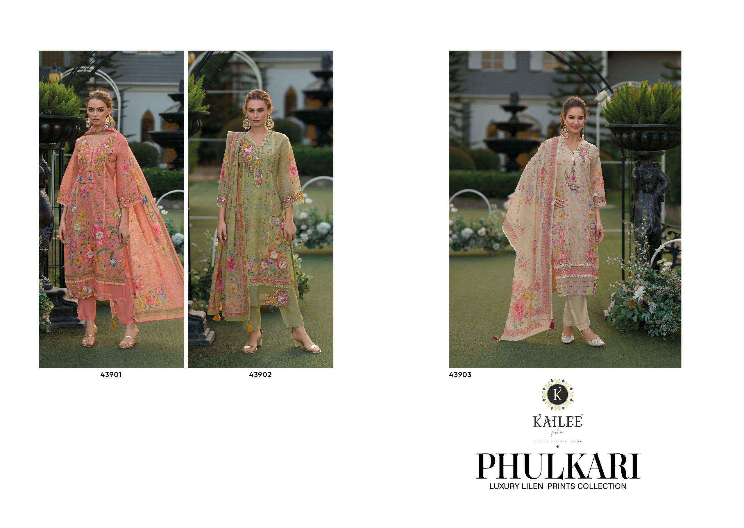 Kailee Fashion Phulkari Linen Cotton Kurti Combo 3 pcs Catalogue