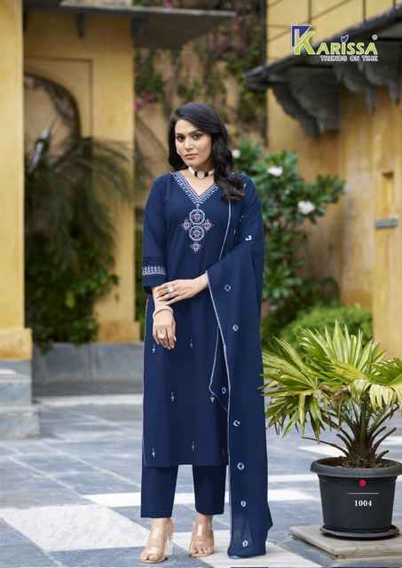 VIHAAN IMPEX Kurti Lungo Donna Blu Floreale Maniche 3/4 Tunica Casual In Cotone