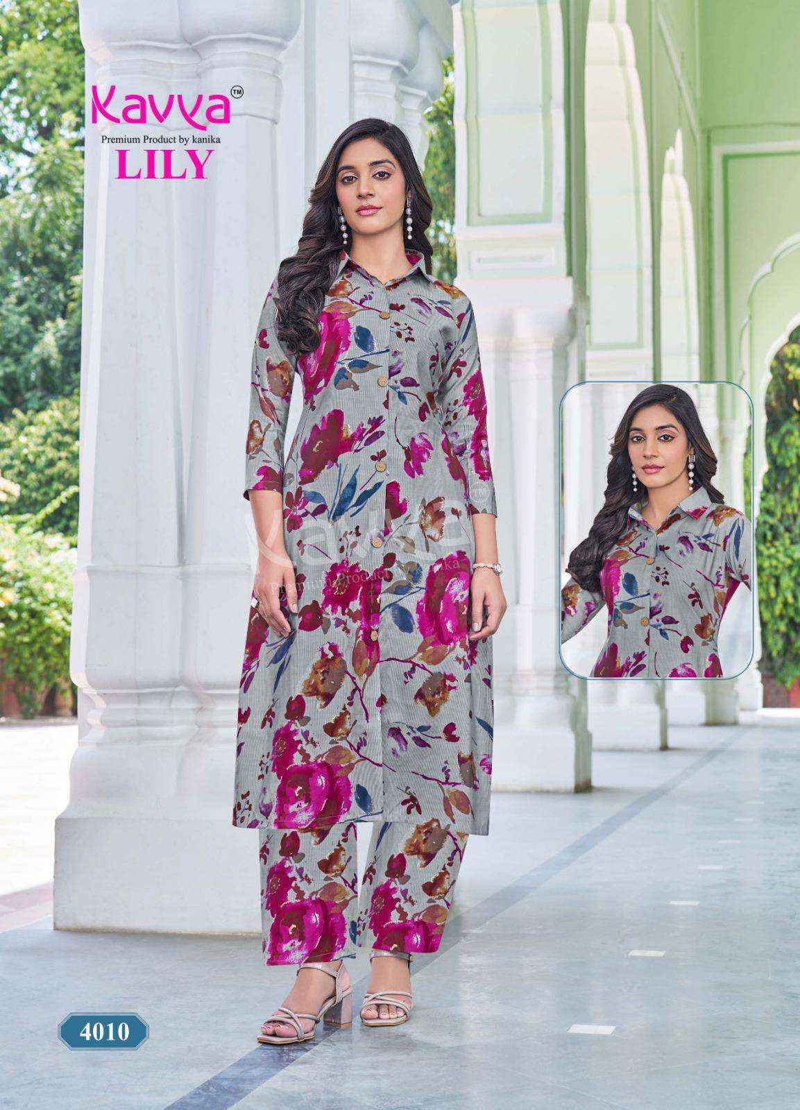 Kavya Lily Vol 4 Rayon CO Ord Set 10 pcs Catalogue