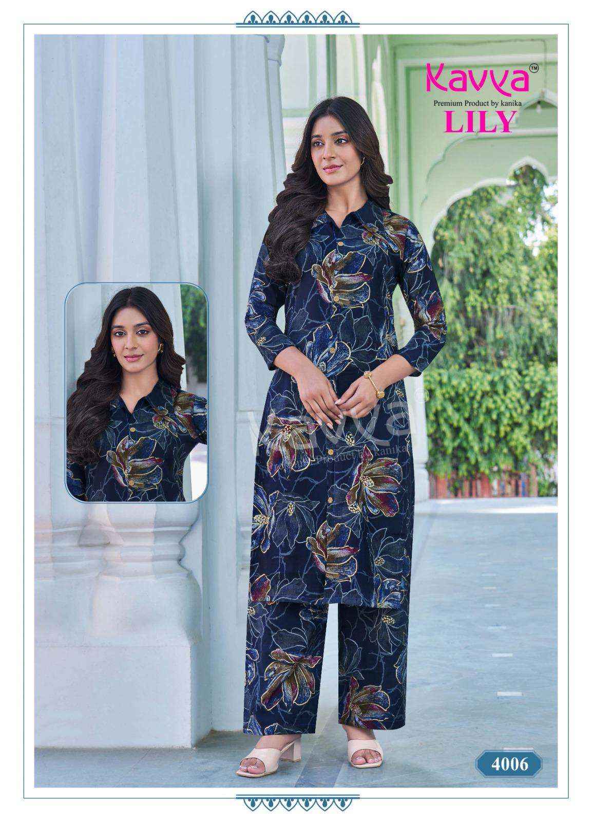 Kavya Lily Vol 4 Rayon CO Ord Set 10 pcs Catalogue
