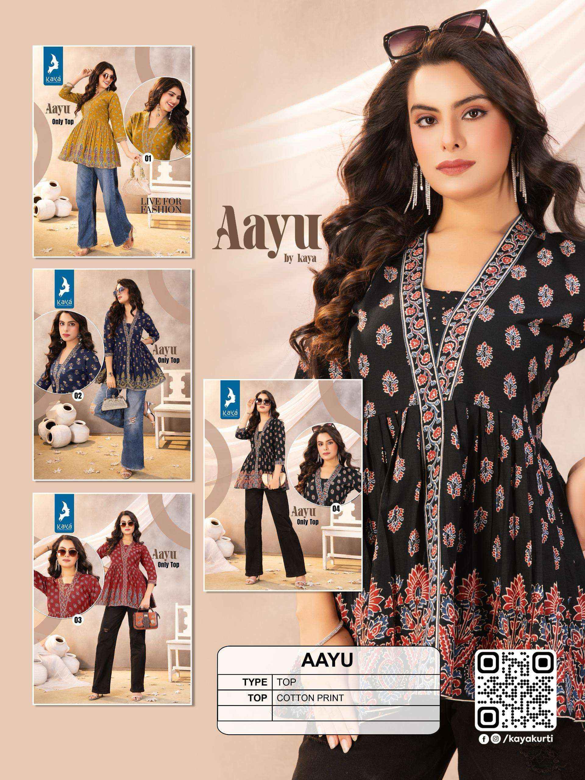 Kaya Aayu Weastern Cotton Top 4 pcs Catalogue