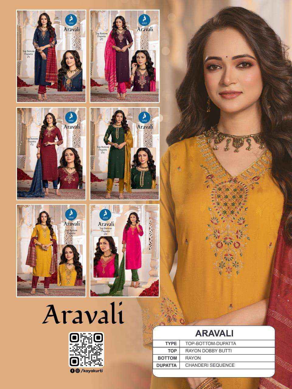 Kaya Aravali Rayon Kurti Combo 6 pcs Catalogue