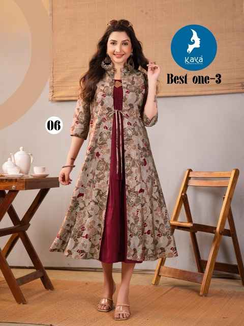 Kaya Best One 3 Chanderi Kurti 6 pcs Catalogue