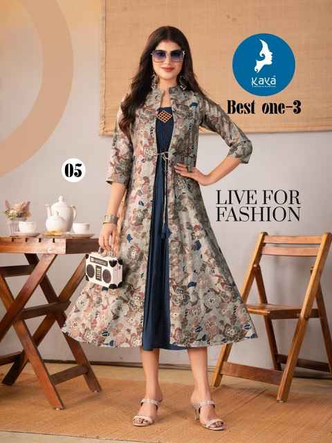 Kaya Best One 3 Chanderi Kurti 6 pcs Catalogue