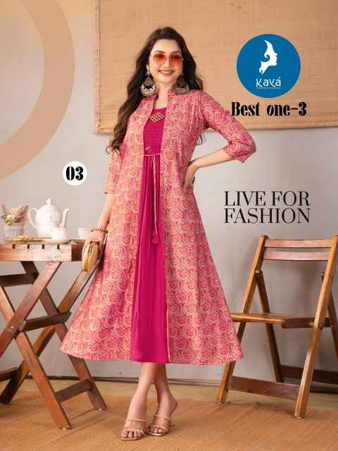 Kaya Best One 3 Chanderi Kurti 6 pcs Catalogue
