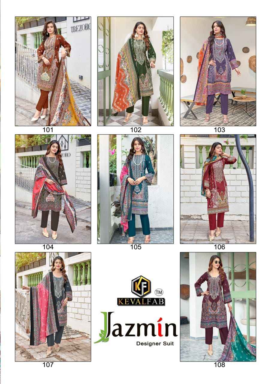 Keval Fab Jazmin Soft Cotton Dress Material 8 pc Cataloge