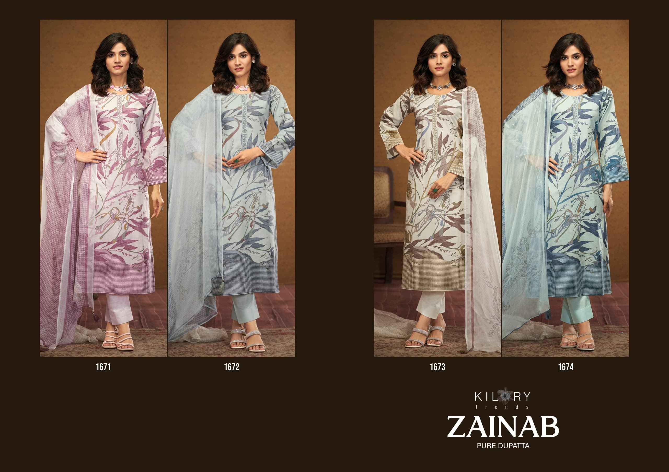 Kilory Trends Zainab Linene Cotton Dress Material 4 pcs Catalogue