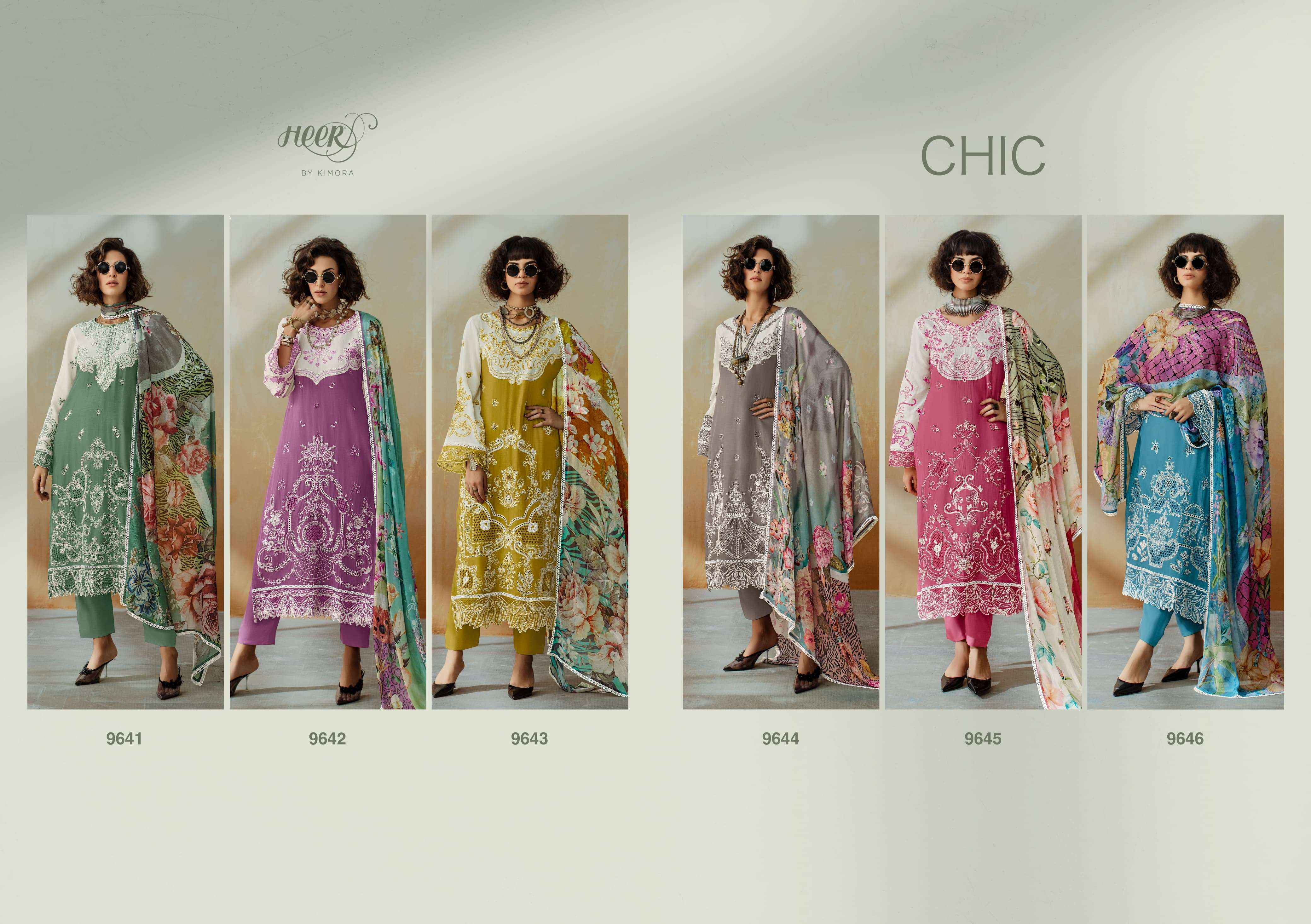Kimora Heer Chic Vol 208 Musline Dress Material 6 pcs Catalogue