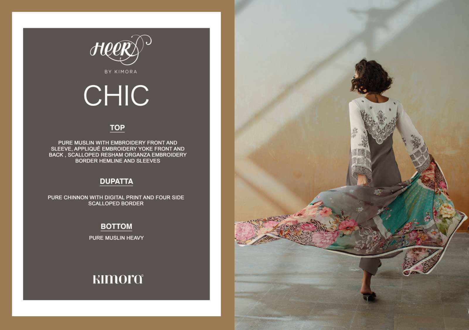 Kimora Heer Chic Vol 208 Musline Dress Material 6 pcs Catalogue