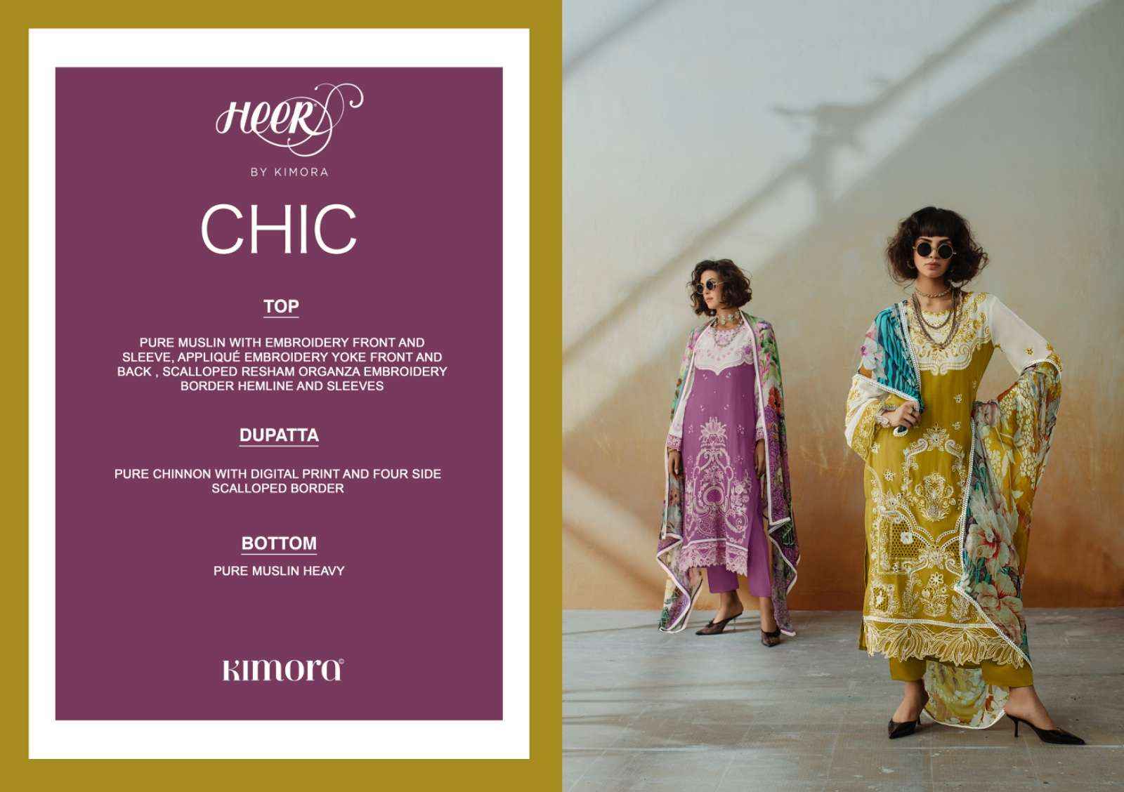 Kimora Heer Chic Vol 208 Musline Dress Material 6 pcs Catalogue