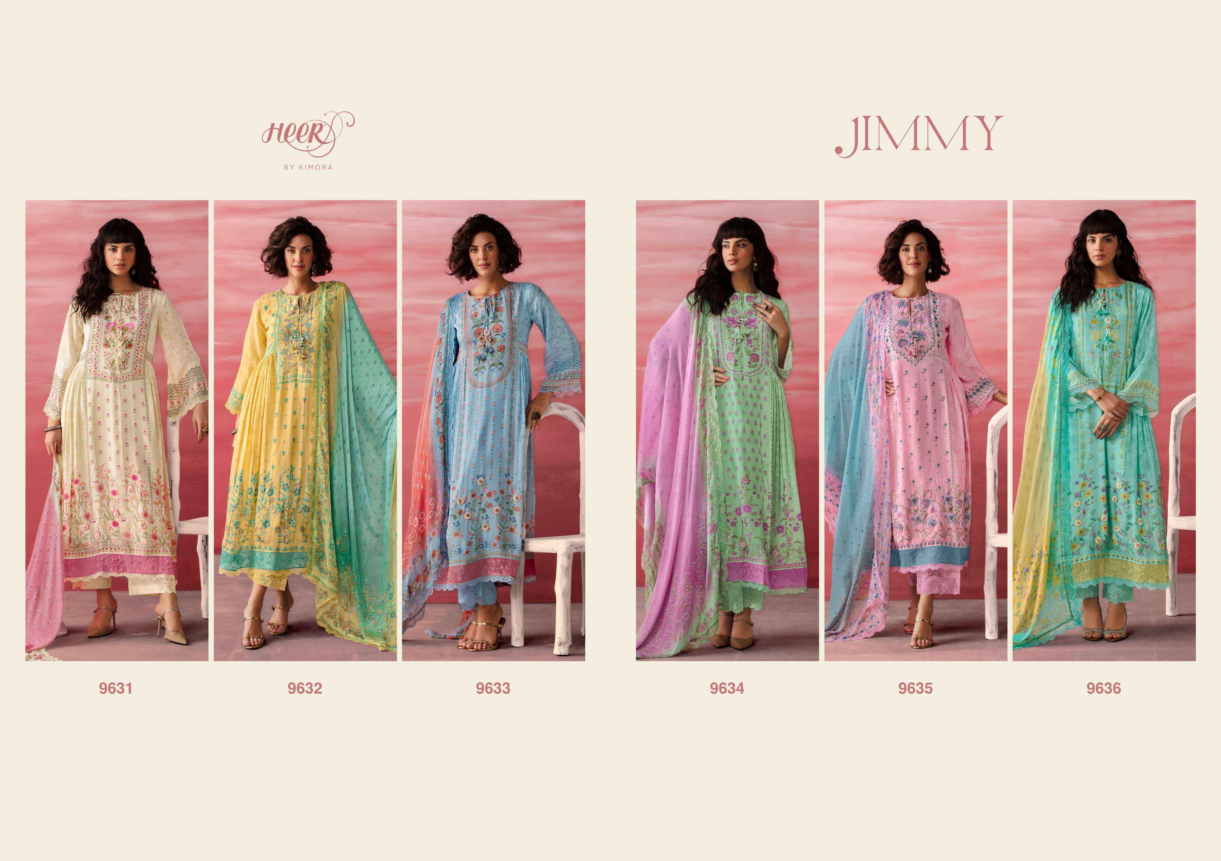 Kimora Heer Jimmy Musline Dress Material 6 pcs Catalogue