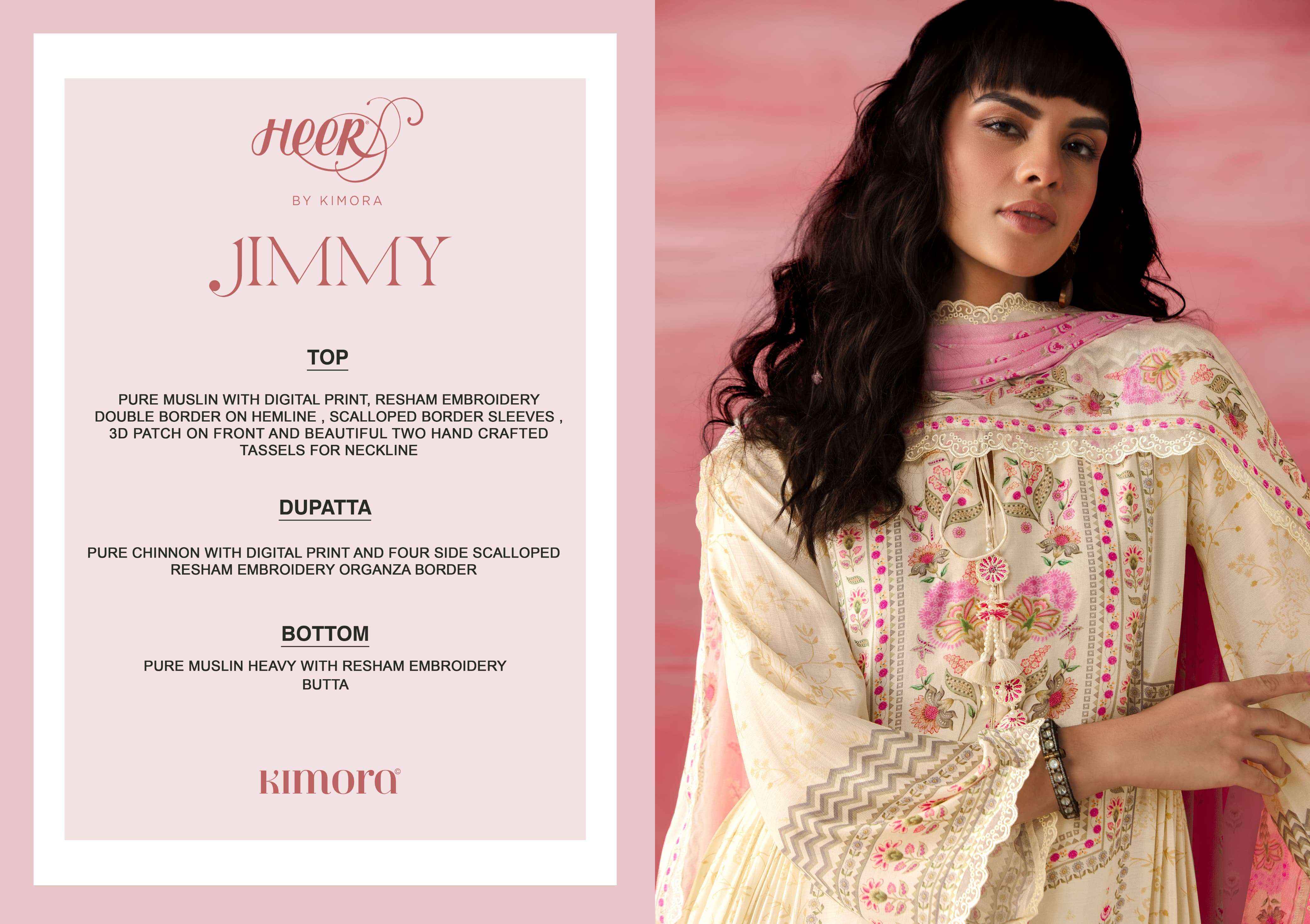 Kimora Heer Jimmy Musline Dress Material 6 pcs Catalogue