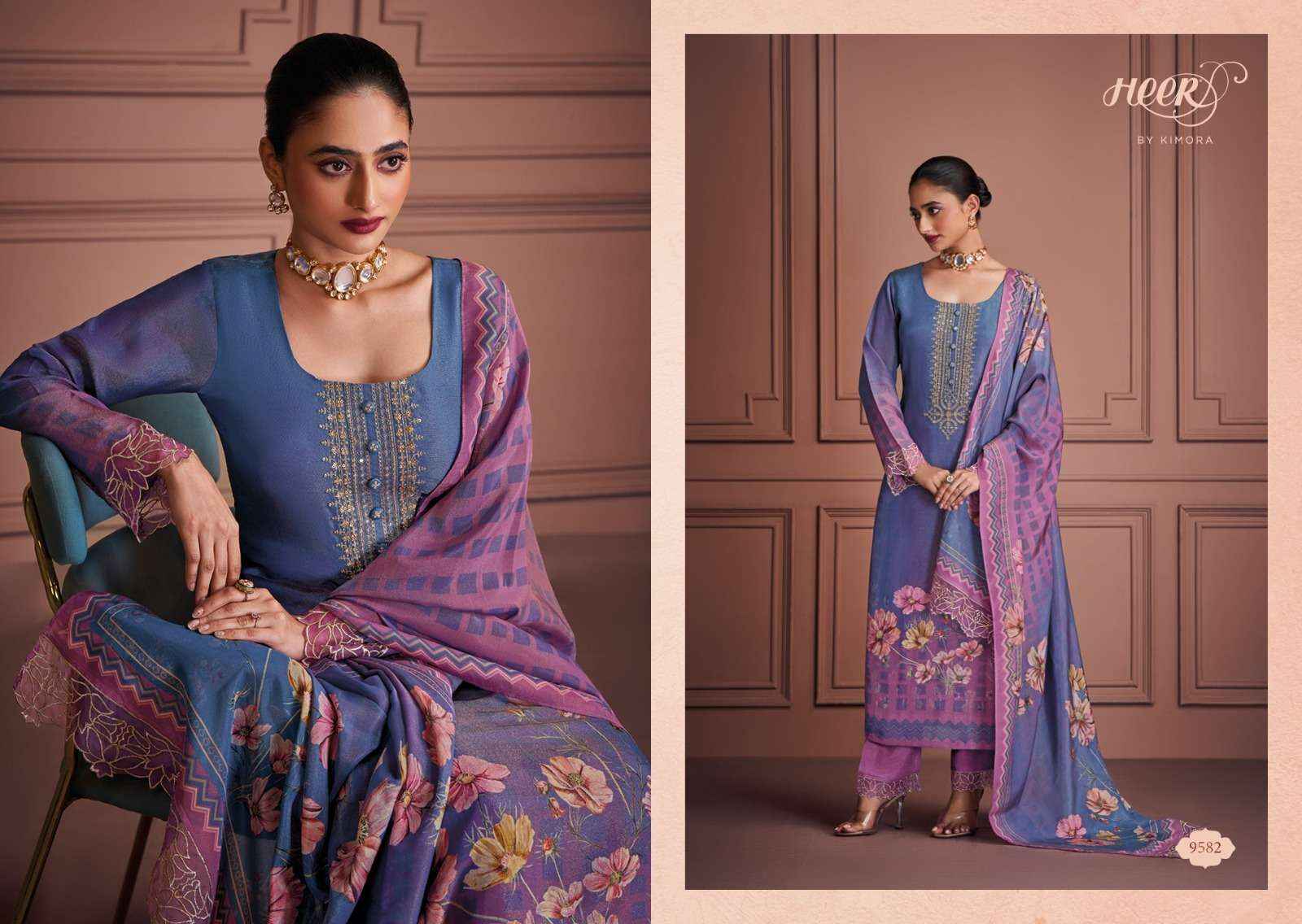 Kimora Heer Saaj Musline Dress Material 6 pcs Catalogue