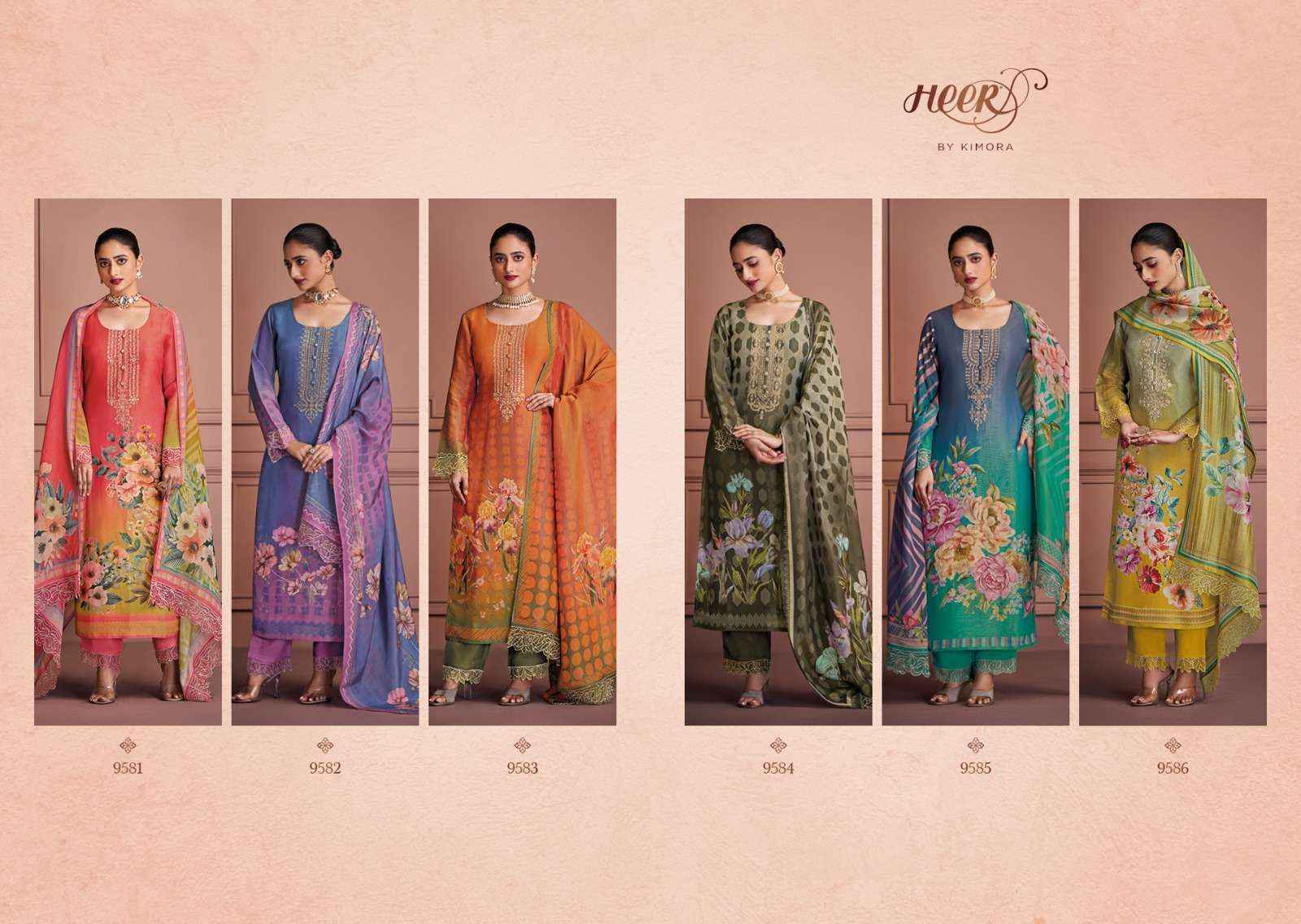 Kimora Heer Saaj Musline Dress Material 6 pcs Catalogue