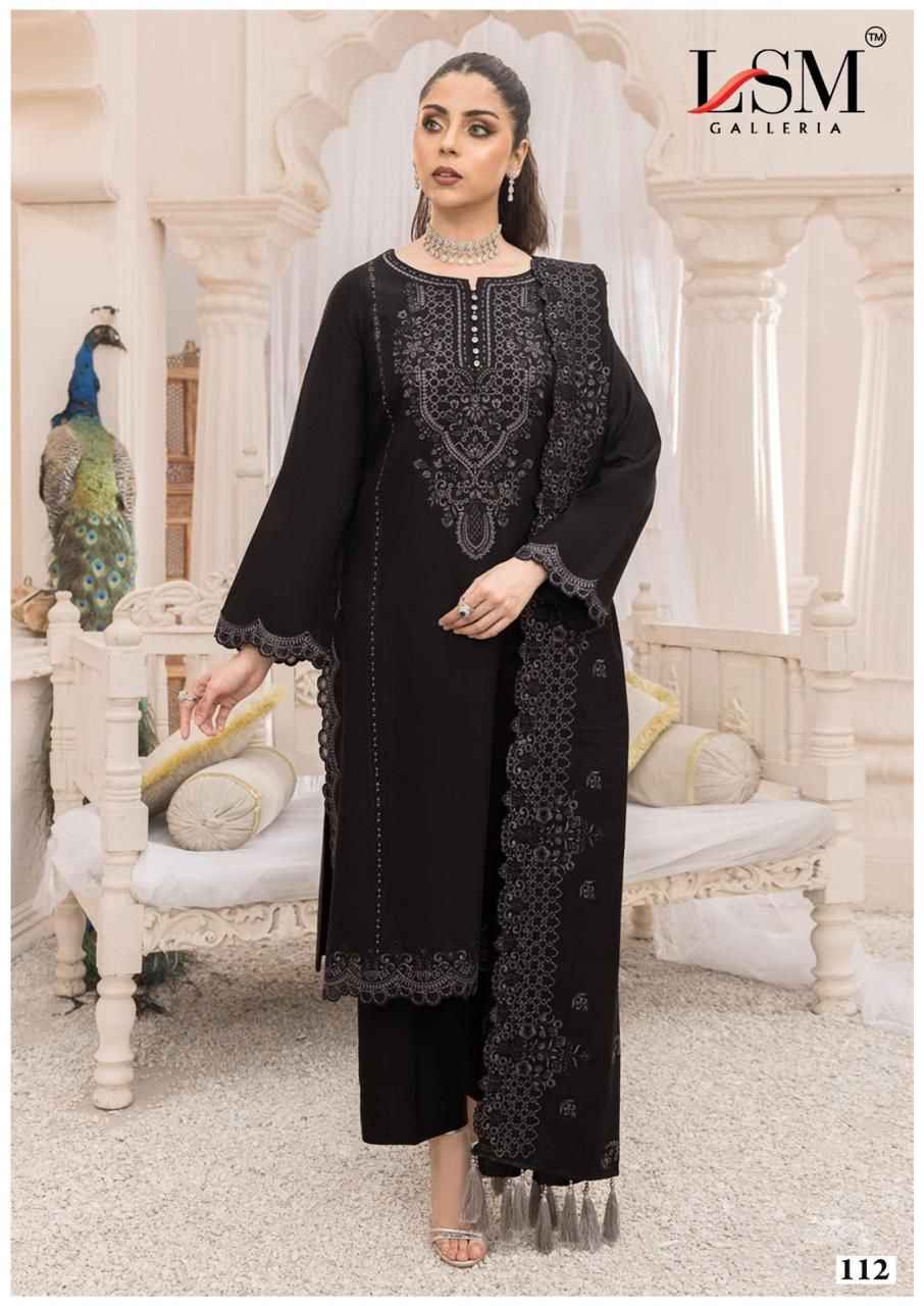 LSM Galleria Black & White Cotton Dress Material 6 pcs Catalogue