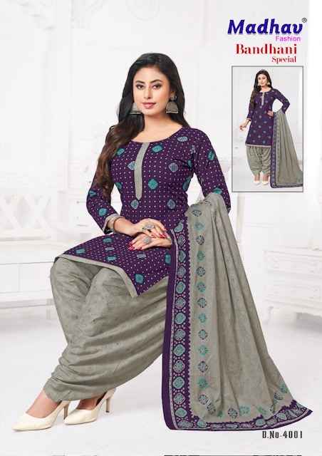 Madhav Fashion Bandhani Special Vol 4 Cotton Dress Material 10 pcs Catalogue