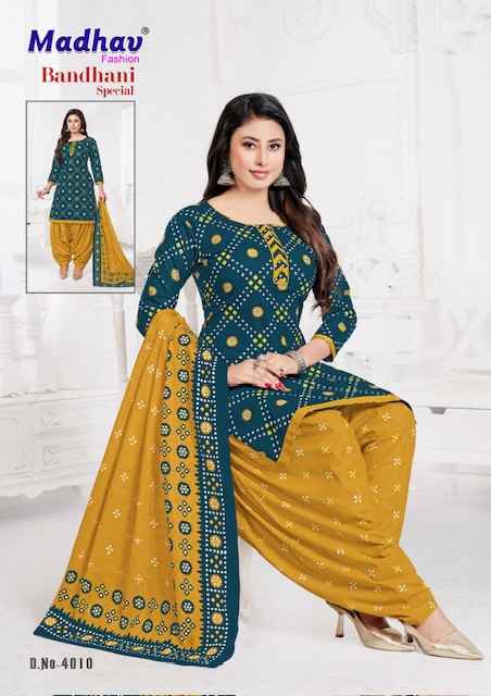 Madhav Fashion Bandhani Special Vol 4 Cotton Dress Material 10 pcs Catalogue